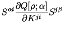 $\displaystyle S^{\alpha i} \frac{\partial Q[\rho;\alpha]}
{\partial K^{ji}} S^{j \beta}$