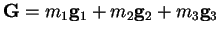 ${\bf G} =
m_1 {\bf g}_1 + m_2 {\bf g}_2 + m_3 {\bf g}_3$