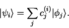 \begin{displaymath}
\vert \psi_i \rangle = \sum_j c_j^{(i)} \vert \phi_j \rangle .
\end{displaymath}