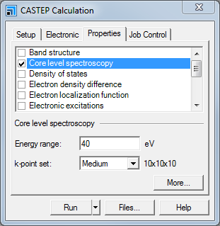 CASTEP Calculation dialog - Properties tab