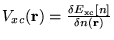 $V_{xc}(\mathbf{r}) = \frac{\delta E_{\mathrm{xc}}[n]}{\delta n(\mathbf{r})}$
