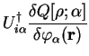 $\displaystyle U_{i \alpha}^{\dag } \frac{\delta Q[\rho;\alpha]}{\delta \varphi_{\alpha}({\bf r})}$