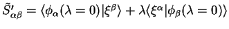 ${\tilde S}'_{\alpha \beta} =
\langle \phi_{\alpha}(\lambda=0) \vert \xi^{\beta} \rangle
+ \lambda \langle \xi^{\alpha} \vert \phi_{\beta}(\lambda=0) \rangle$