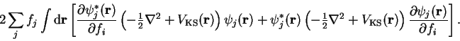 \begin{displaymath}
2 \sum_j f_j \int {\mathrm d}{\bf r} \left[ \frac{\partial \...
...right)
\frac{\partial \psi_j({\bf r})}{\partial f_i} \right] .
\end{displaymath}