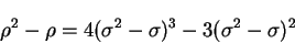 \begin{displaymath}
\rho^2 - \rho = 4 (\sigma^2 - \sigma)^3 - 3 (\sigma^2 - \sigma)^2
\end{displaymath}