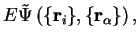 $\displaystyle E {\tilde \Psi}\left( \{ {\bf r}_i \} , \{ {\bf r}_\alpha \} \right) ,$