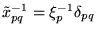 $\tilde{x}^{-1}_{pq} =
\xi^{-1}_{p} \delta_{pq}$